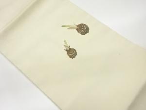 手織り紬和紙くわい模様名古屋帯